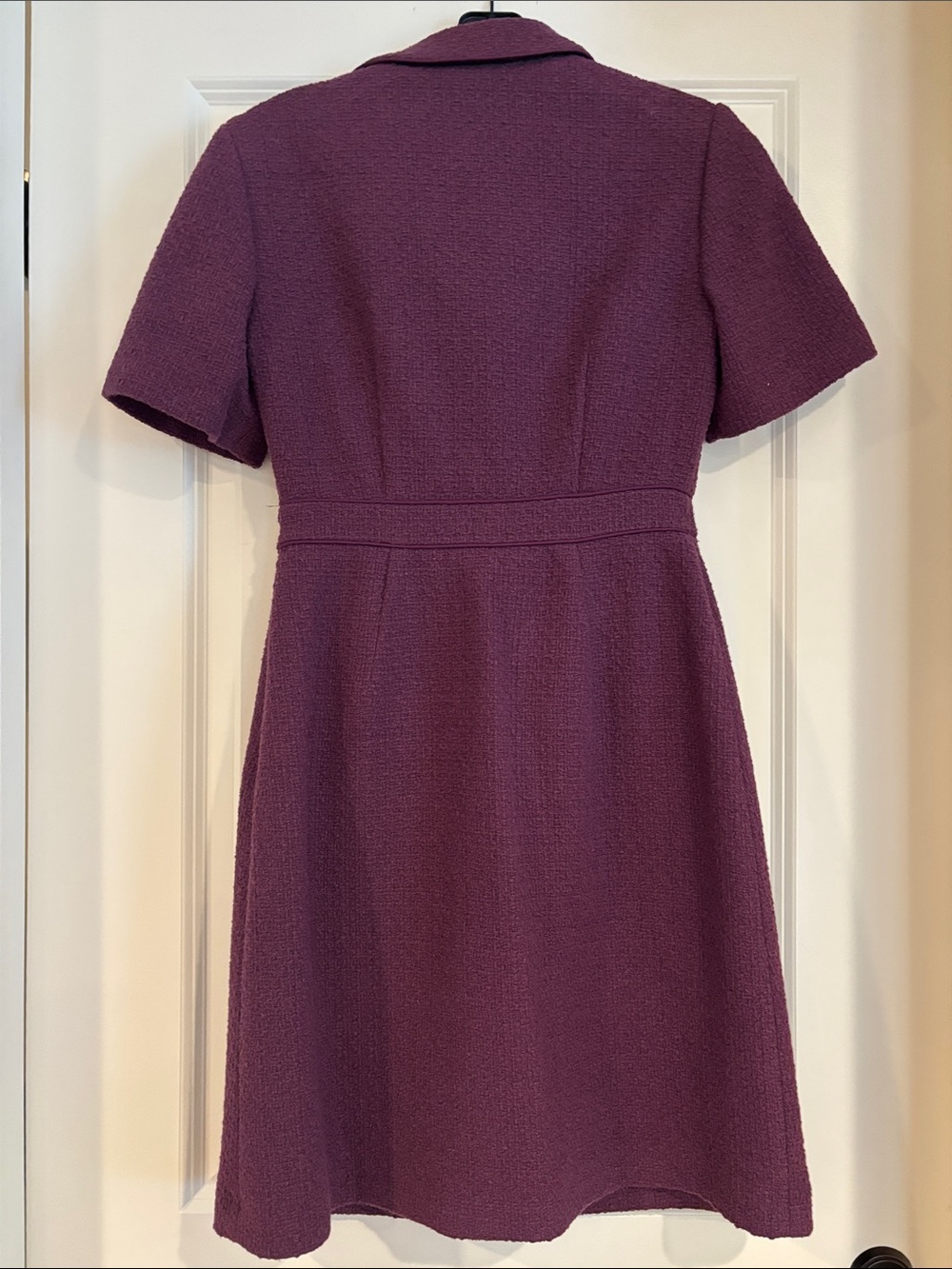 Boden Deep Purple Short-Sleeve Tweed Shift Dress - Picture 4 of 4